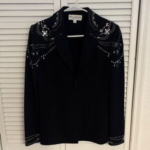 St. John Midnight Jacket with Crystal Accents